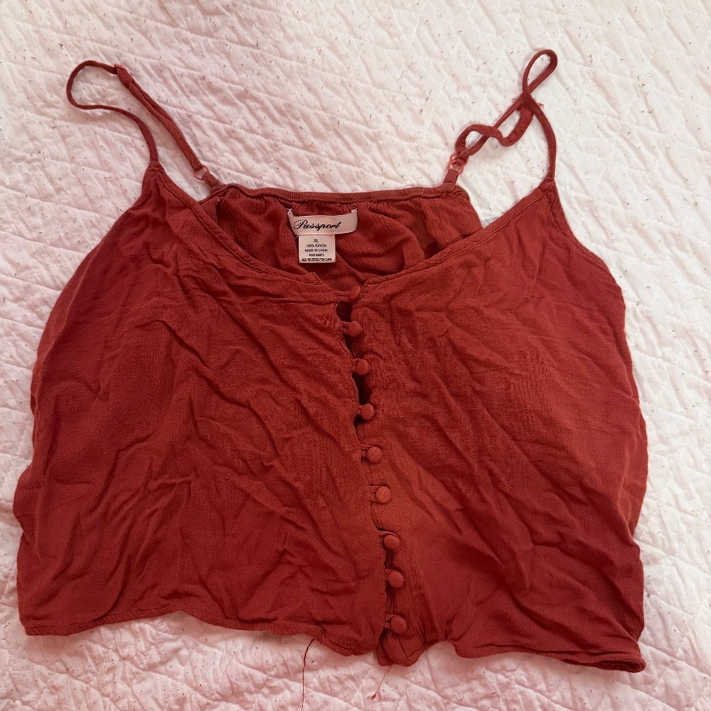 Rusty orange spaghetti strapped crop top